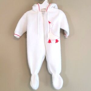 Vintage fleece zip up hooded one piece